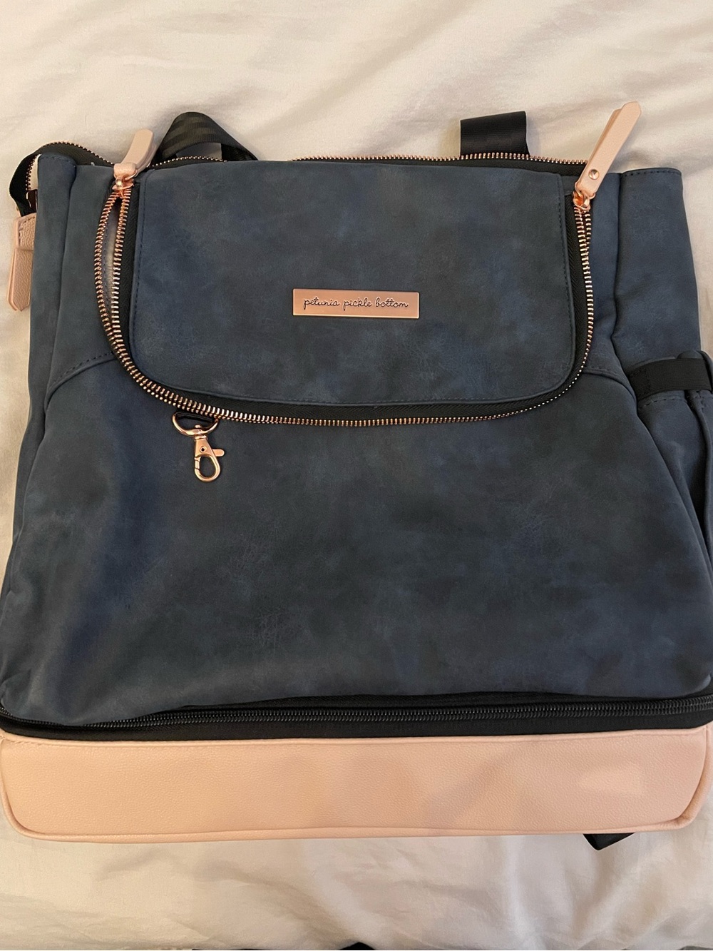 Petunia Pickle Bottom Navy and Blush Convertible Backpack/Diaper Bag